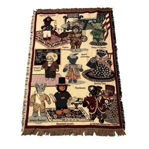 Vintage 1996 North American Bear Company "Famous Bear's' Throw Blanket 67 x 45